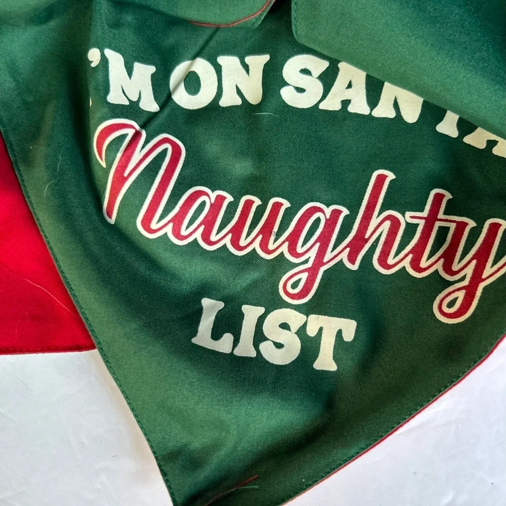 2 Christmas dog bandanas naughty nice gift L/XL